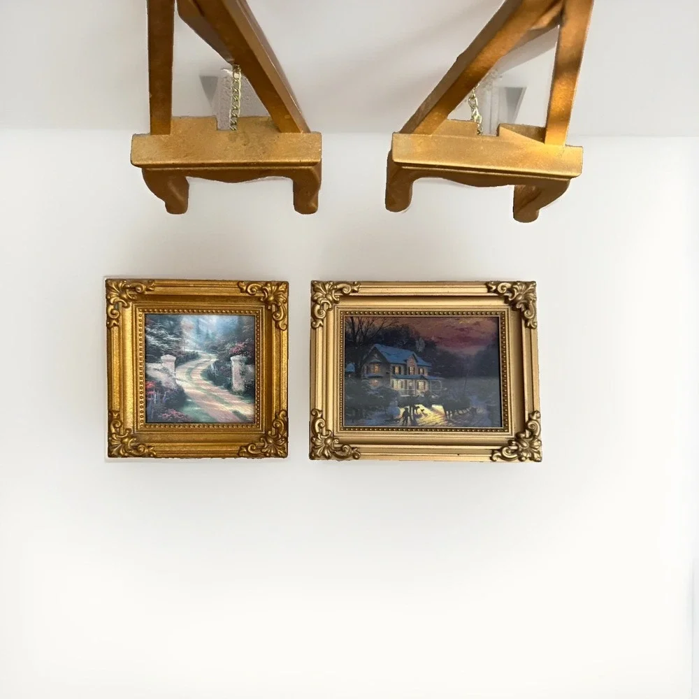 Thomas Kinkade Gold Ornate Baroque Picture Frame Tabletop Stand Easel